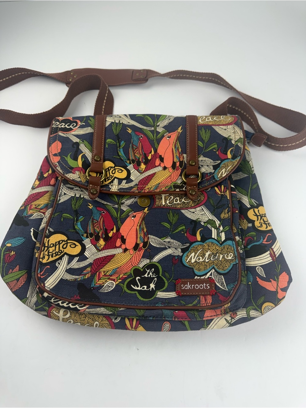 Sakroots Women’s Convertible Signature Peace Print Backpack/Crossbody Bag/Purse - Picture 2 of 6